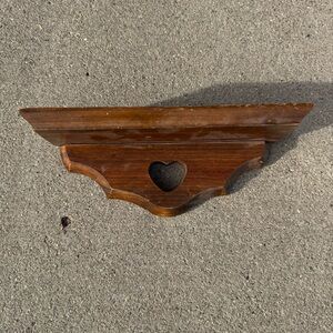 Vintage Wood Wall Shelf Heart Cutout Farmhouse Cottage Decor